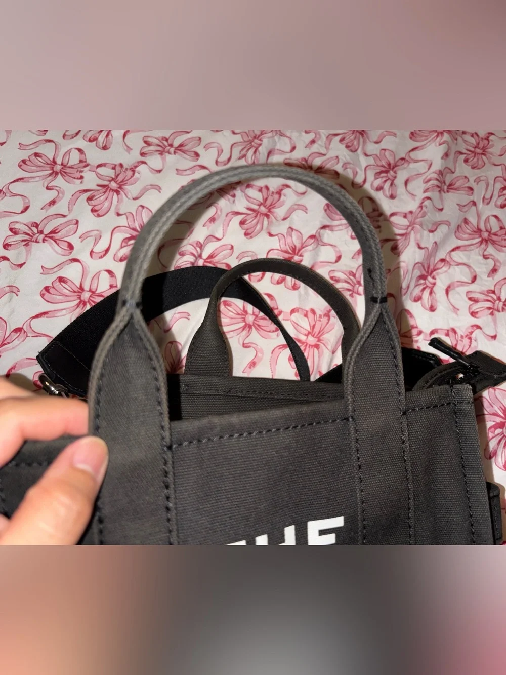 Marc Jacobs Black Canvas Tote with White Logo
